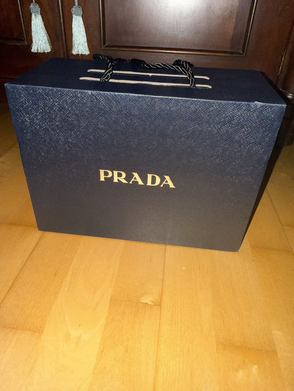 Prada Black Double Ribbon Handle Box 9 X 12